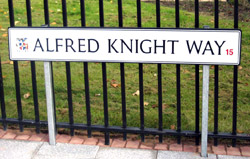 Photograph of Alfred Knight Way road sign