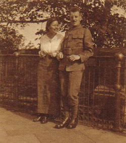 Photograph of Knight in uniform with his wife Mabel